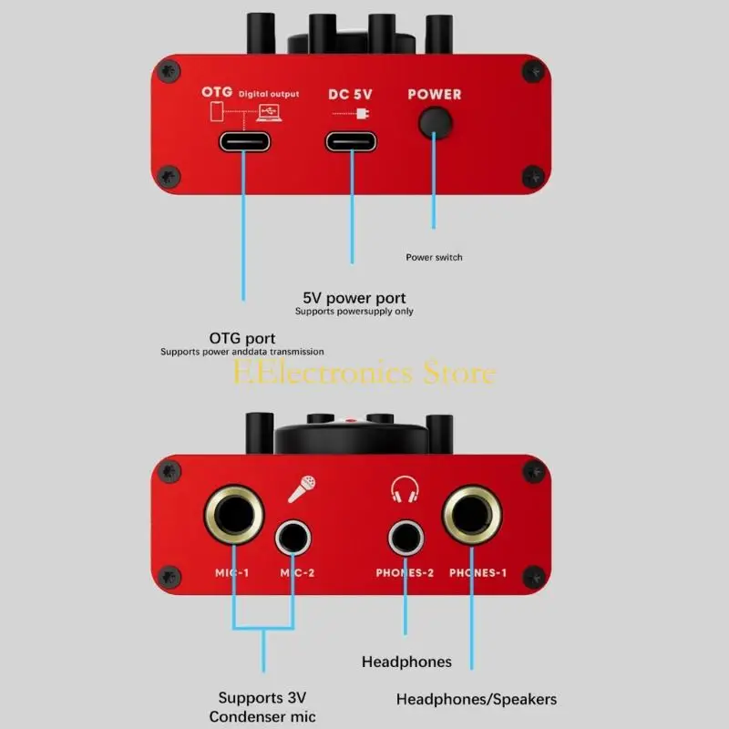 

B03C Compact USB Sound Card with Bluetooth-compatible OTG Function For Mobile Recording Professional Studio Quality Sound