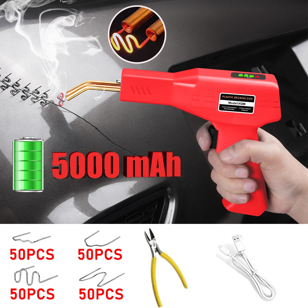 Cordless Plastic Welder Gun 200W 5000mAh Battery USB Rechargeable Car Crack Repair Tools