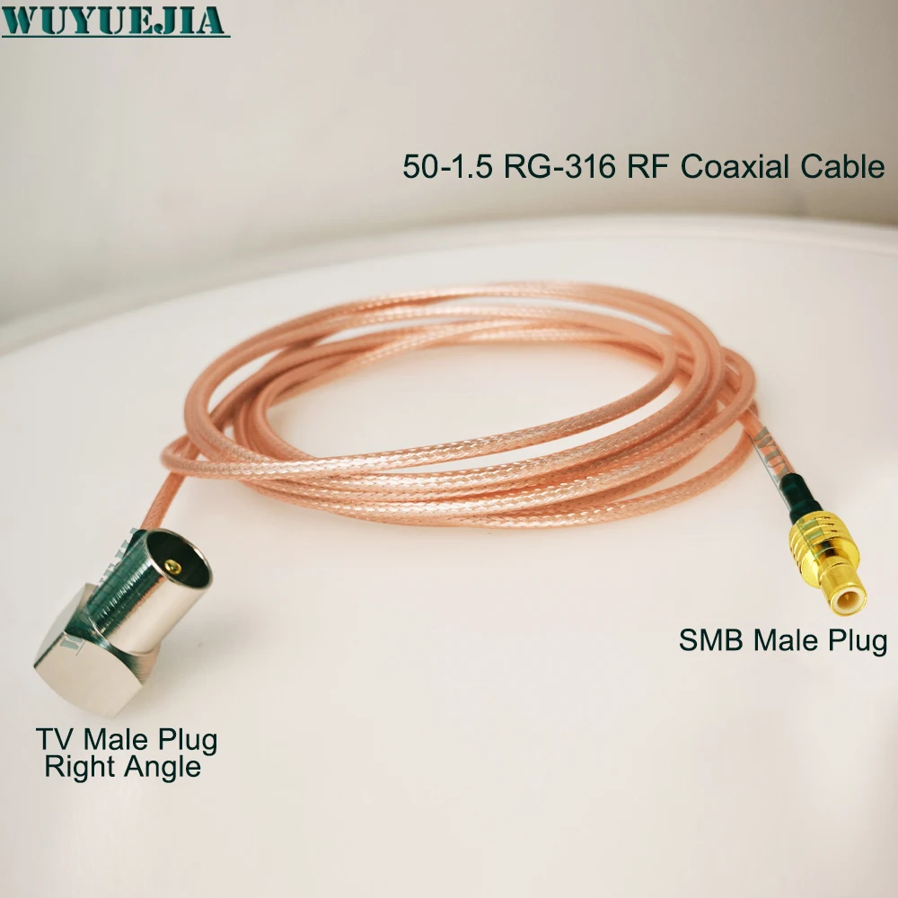 RG316 Coaxial Jumper Cable Right Angle TV Male to SMB Male Plug 50Ohm Low Loss RF Pigtail Wire For Wireless Radio Antenna System