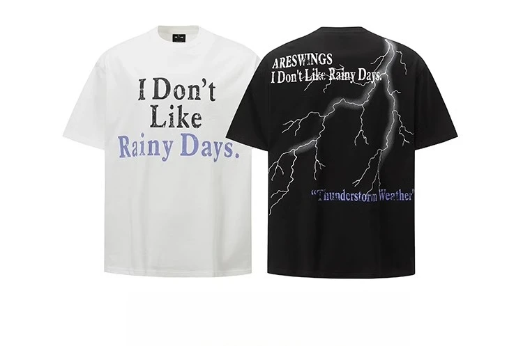 

Motorcycle Original Retro Loose Letter Lightning Printed Cotton Men and Women Couple T-Shirt Summer New Trendy