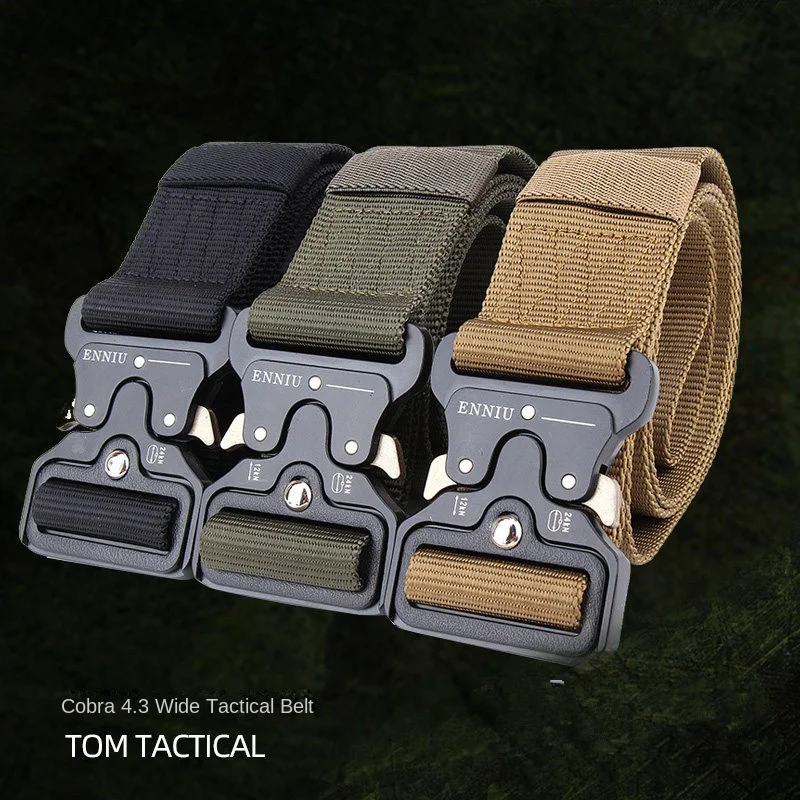 4.3cm Wide Tactical Waistband Men's Nylon Quick Release Adjustable Safety Lock 3-Color Outdoor Sports Waistband