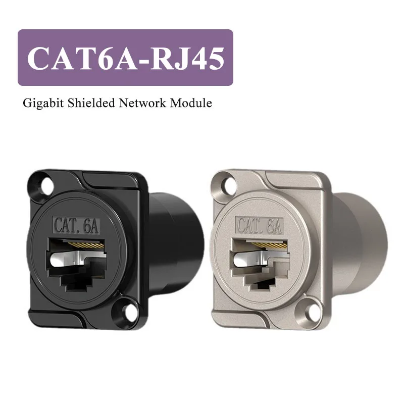 D-type RJ45 CAT6A Gigabit Network Socket Plug Zinc Alloy RJ45 Shielding Conenctor Industrial Grade Category 6A Ethernet Module