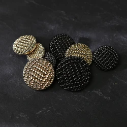 10pcs Vintage Woven Metal Buttons 15/20/25mm for DIY Sewing Black Gold Decorative Buttons Clothing Fashion Jacket Button