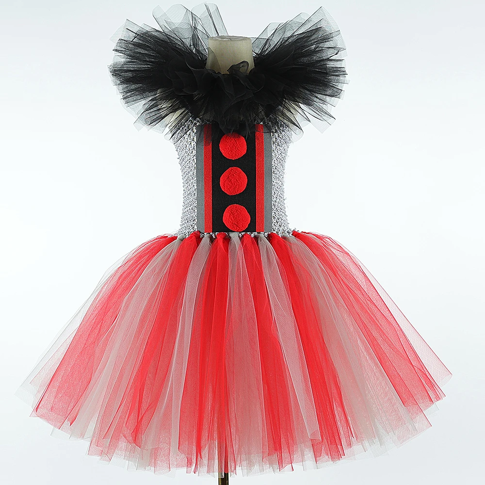 Scary Clown Halloween Costumes for Girls Killer Clowns Creepy Tutu Dress for Kids Carnival Party Horror Clothes Children Outfit