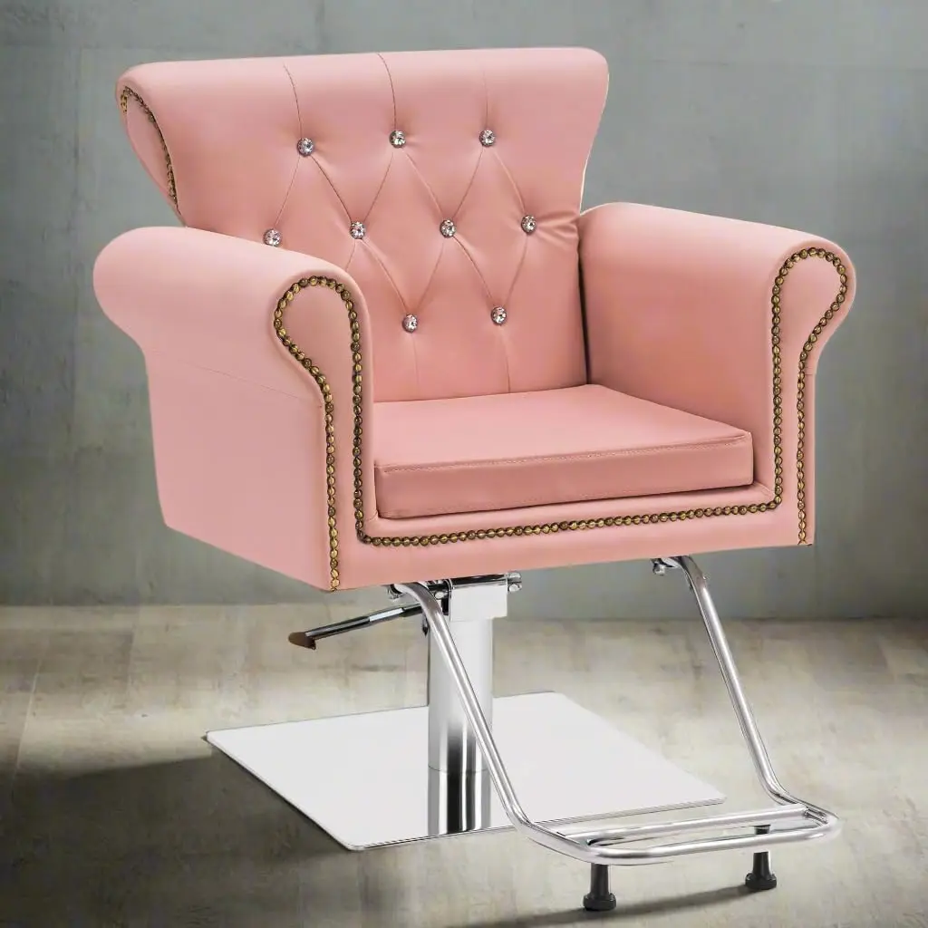 Classic Styling Salon Chair for Hair Stylist Antique Hydraulic Barber Chair Beauty Spa Equipment 8899 (Pink)