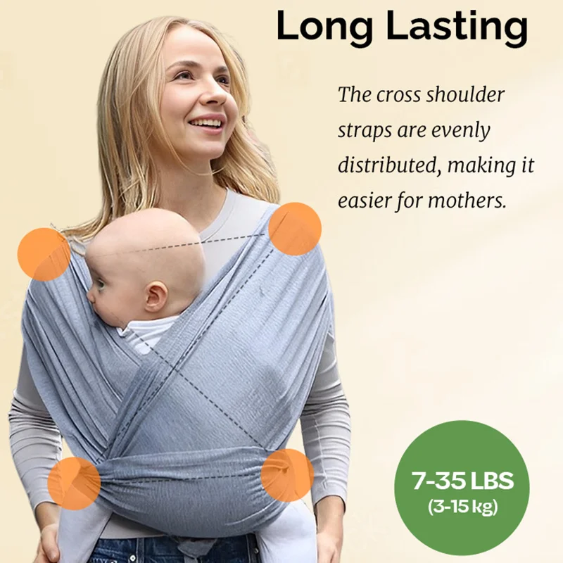 PANGDUBE Ergonomic Baby Wrap Sling Carrier Soft Cotton Kangaroo Sling for Newborns to 36 Months Comfortable Front Baby Carrier