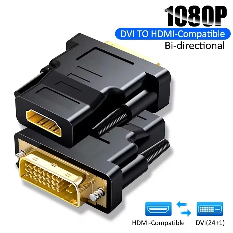 DVI to HDMI Adapter DVI 24+1 to HDMI-Compatible Plated Plug DVI Male to HDMI-compatible Video Converter for PC HDTV Projector