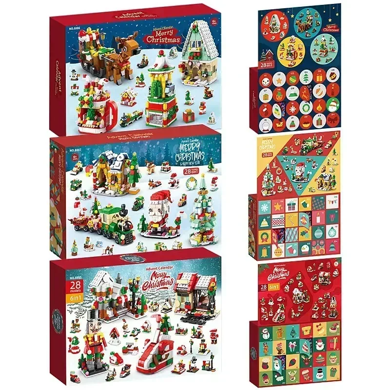 

2024 Christmas Series Building Blocks Gift Box for Kids 24Days Christmas Advent Calendar DIY Nutcracker Santa Claus Bricks Model