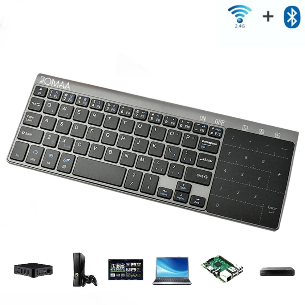 

Mini Bluetooth 2.4G Wireless Keyboard With Touchpad Portable Lightweight Compatible