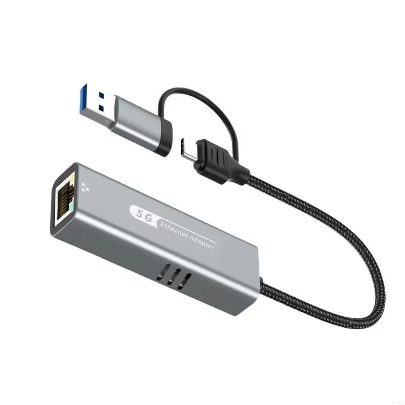C90F 5GBPS USB Type C ถึง RJ45 Ethernet Adapter สำหรับการเชื่อมต่อในสำนักงานและสภาพแวดล้อมที่บ้าน