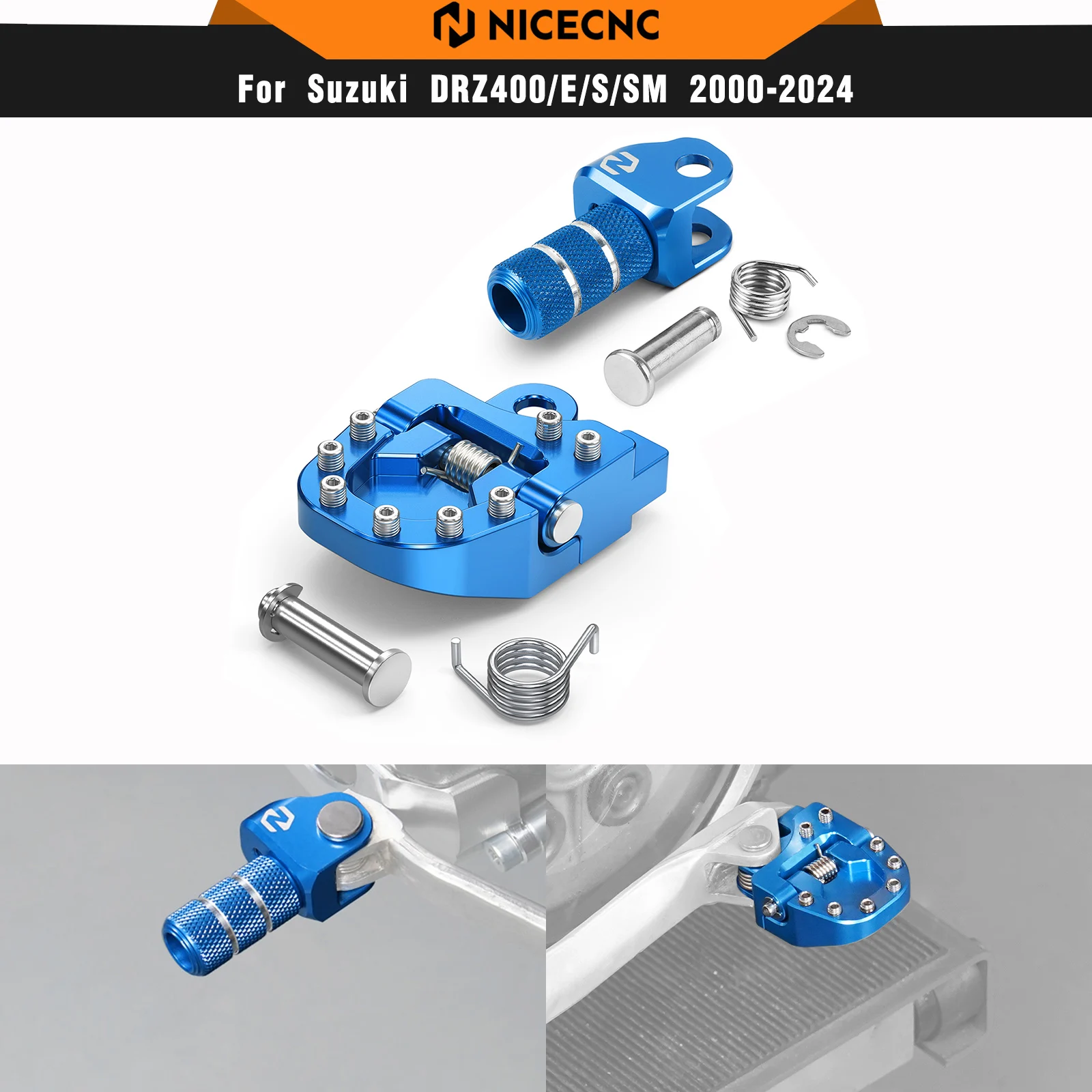 

NICECNC Folding Brake Pedal Tip Extension Plate & Gear Shifter Shift Lever Tip For Suzuki DRZ400 E S DRZ400S DRZ400SM 2000-2024
