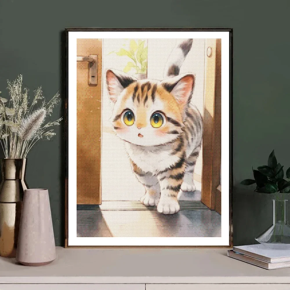 5D DIY Cartoon Diamond Paintnig Cat Full Water Diamond Mosaic Embroidery Cute Animal Cross Stitch Set Art Home Decoration Gift
