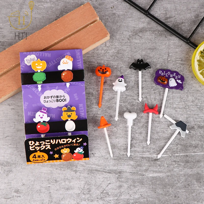 1Pack Halloween Cocktail Picks Fruit Fork Creative Fashion Childrens Holiday Fruit Fork Set Cake Stick Desserts Forks