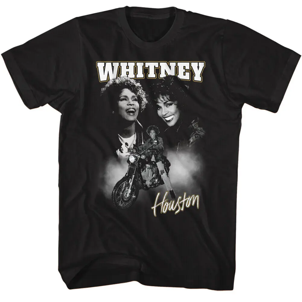 Whitney Houston T-Shirt Men Motorcycle Collage Woman New Licensed Black Cotton