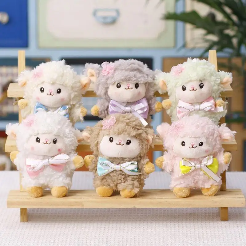 Cute Mini Fluffy Lamb Plush Keychain Soft Curly Fur Pendant for School Bag Decor Students Daily Gifts