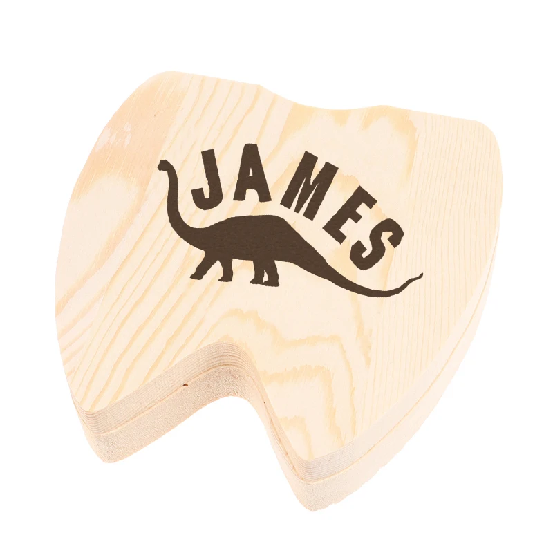 Personalized Dinosaur Tooth Box Birthday Gift for Kids Engraved Custom Name Tooth Box Wood Teeth Box Birthday Gift