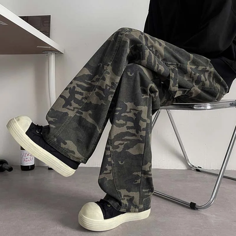 

M-XXXL Men's Track Pants Military Camouflage Tactical Gym Elastic Waist with Drawstring Trousers Cuffed Hem Pants Multi Pockets