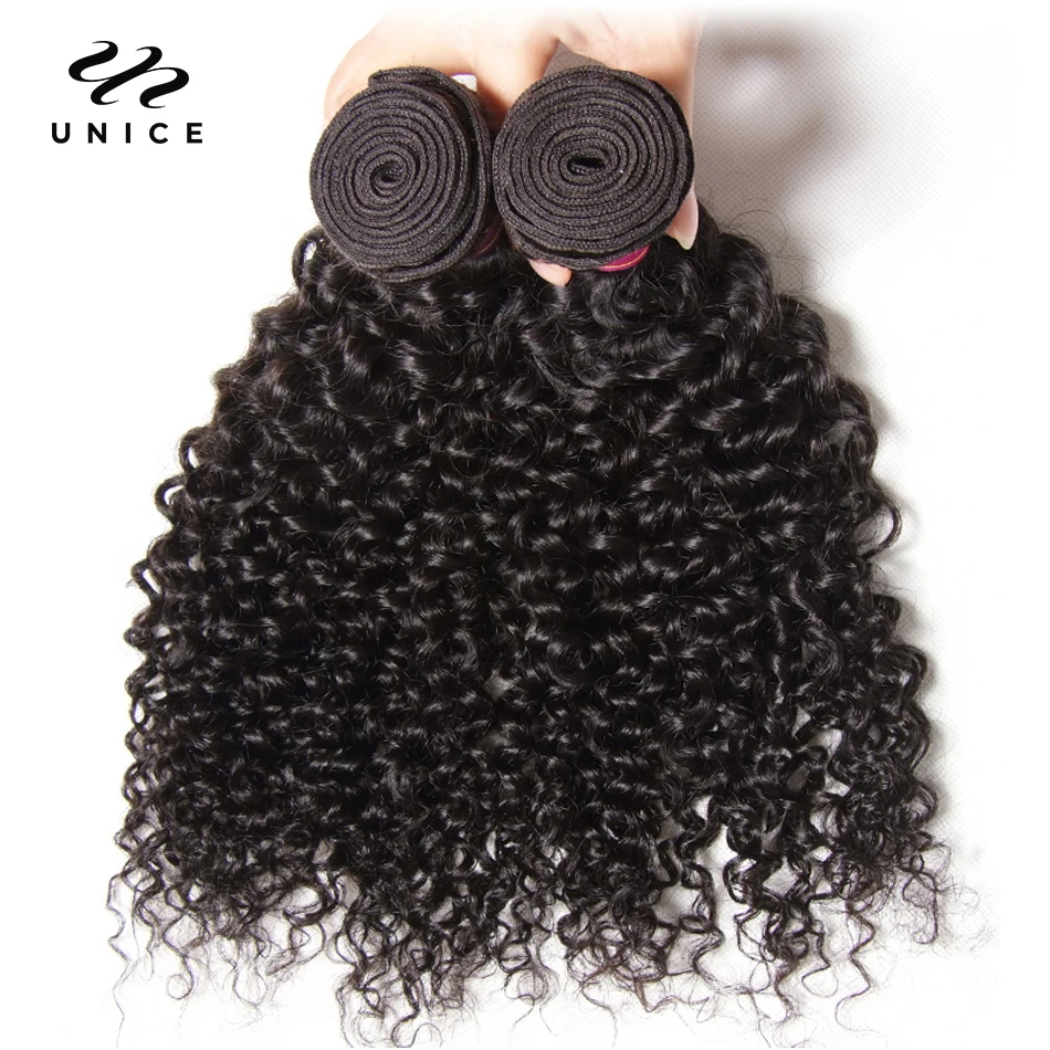 UNice Hair Virgin Human Hair Bundles Burmese Curly Hair 3 Bundles 100% Human Hair Extension Natural Color Hair Weaves 8-26Inch