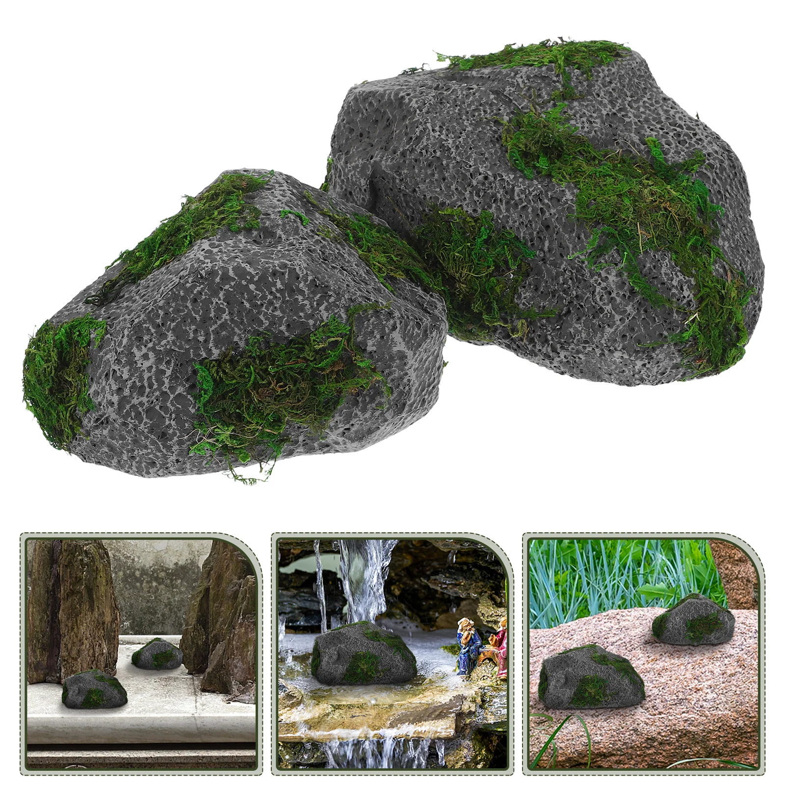

2Pcs Realistic Artificial Rocks Foam Lightweight Faux Stone Decoration for Garden Landscaping Fish Tank Terrarium Bonsai Display