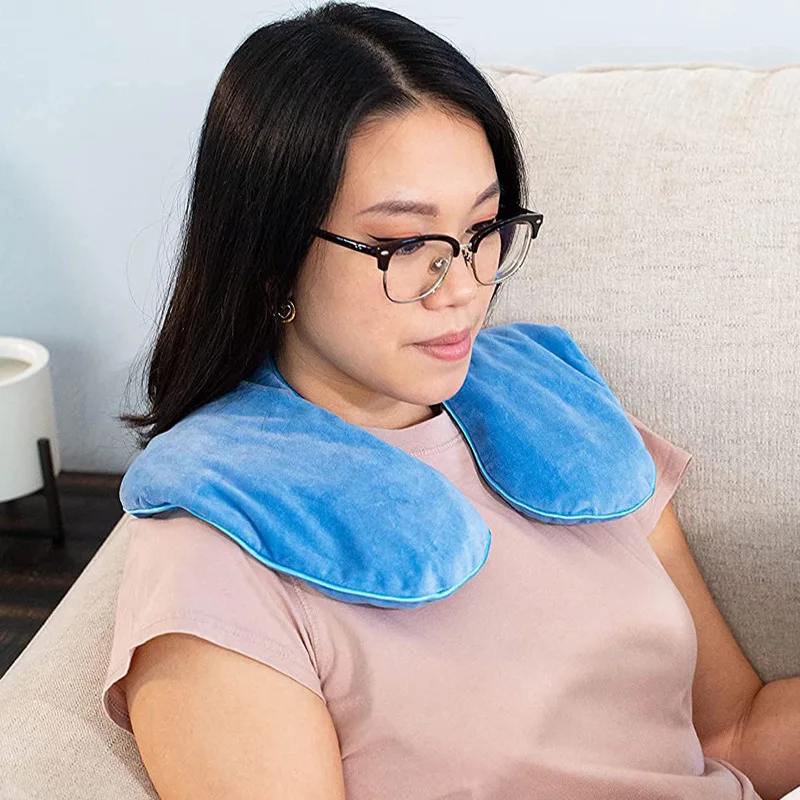 Moist Microwavable Heating pad For Shoulder Neck Wrap Neck Pillow Travel Back Warmer Weighted shawl lavender U-shaped Tuhopeta