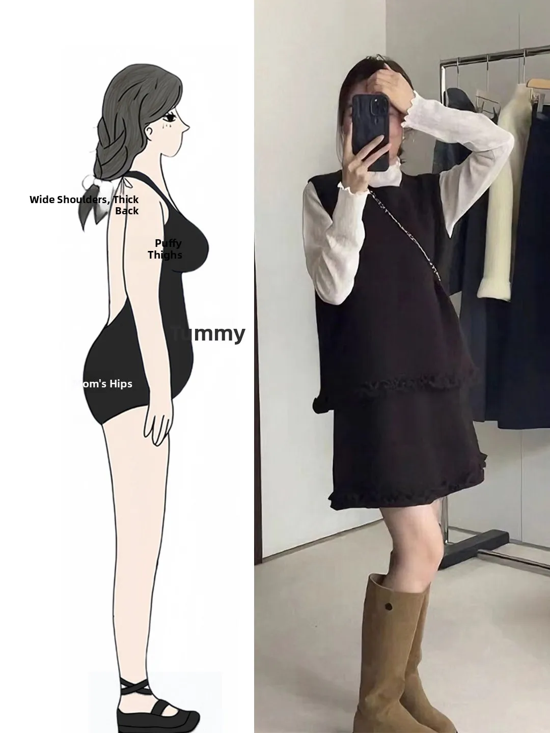 

Autumn Winter Tee-Piece Set Women's Large Size Simple Base irt Overlap Vest ort Skirt Wood ain Casual Faion