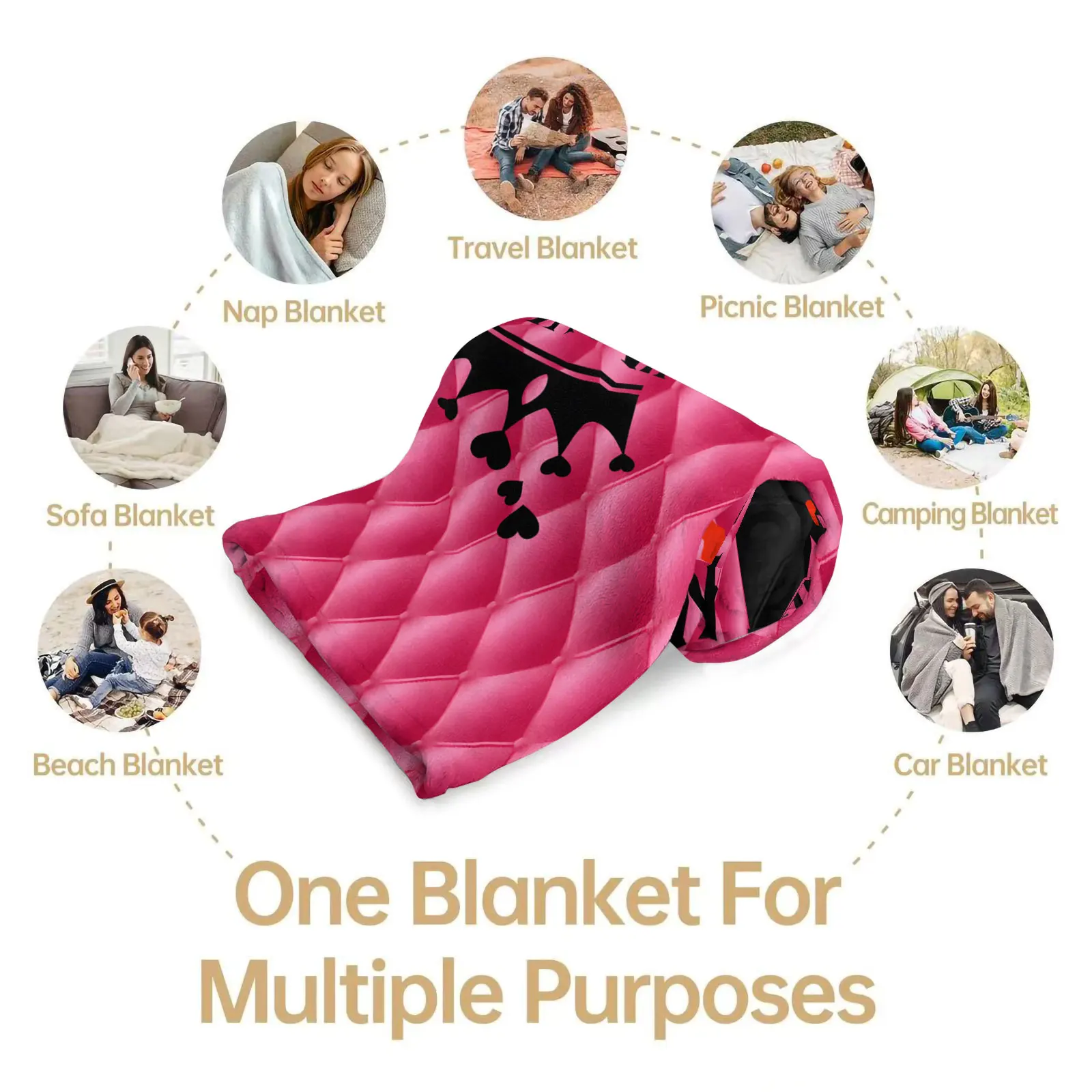 الملك الملكة زوجين الفانيلا بطانية رومانسية تاج القلب طباعة بطانية متعددة الوظائف المنزل التخييم السفر هدية مثالية للعشاق