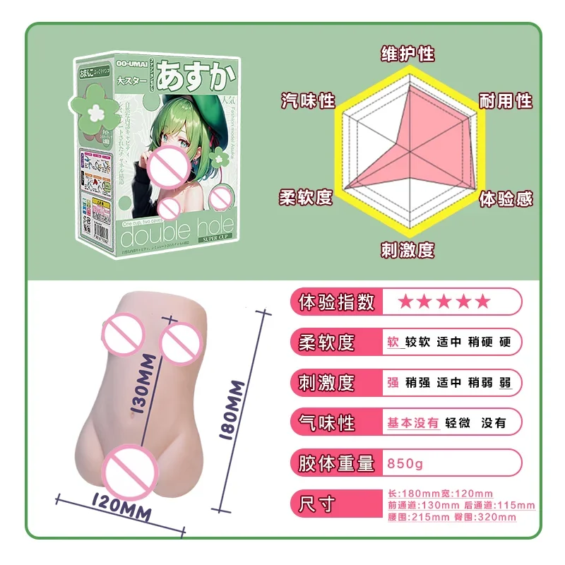 OO-UMAI جهاز استمناء ذكر ياباني ثنائي القناة - 850 جرام، لمسة جلدية واقعية، TPE عالي الجودة، تجربة متعة مزدوجة، #4