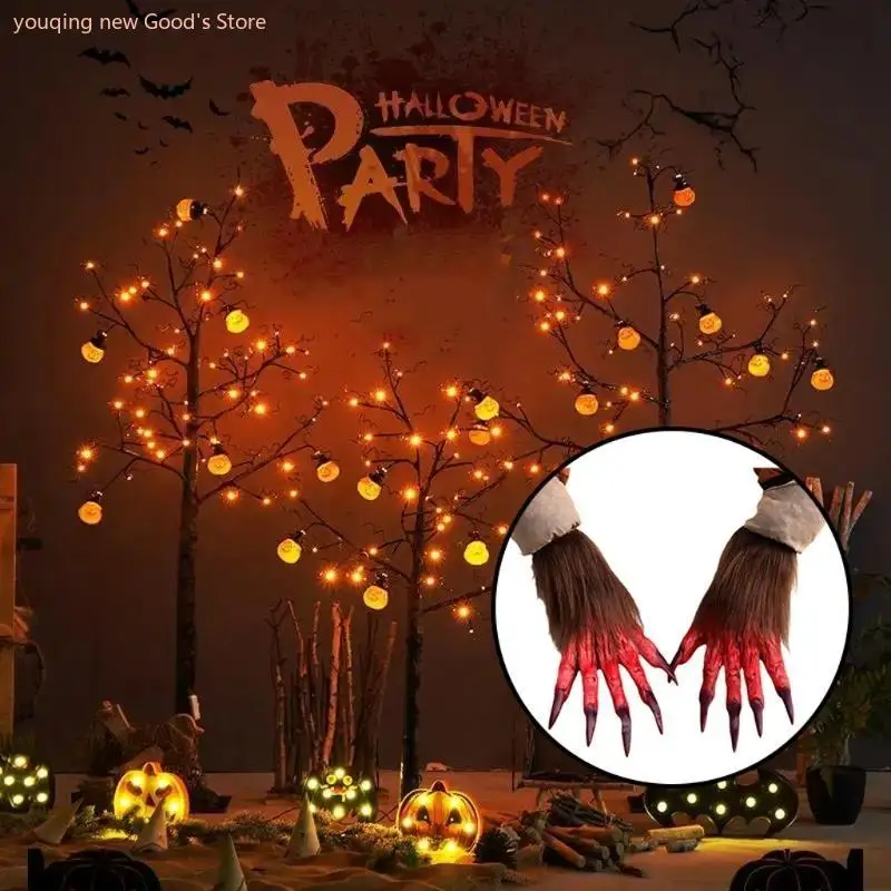 49meハロウィーンの女性ゴム手袋とオオカミの爪の形状カーニバルパーティー用品