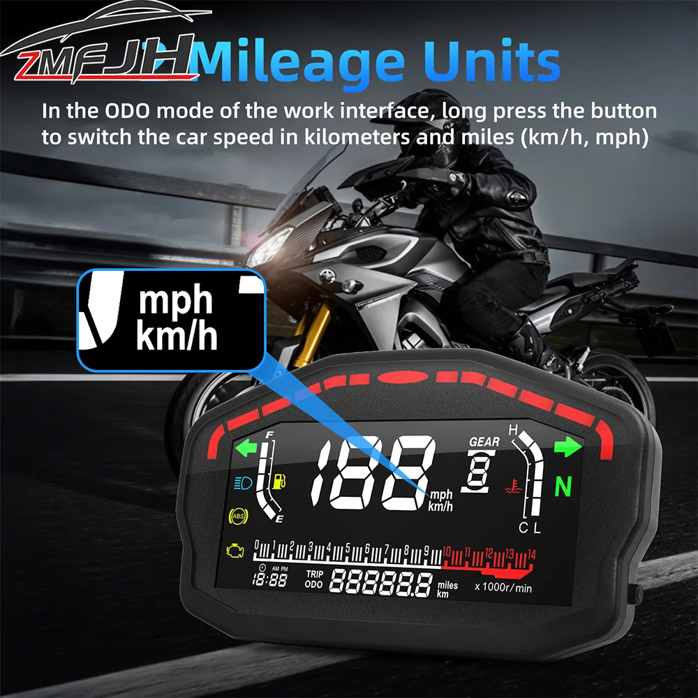 Universal LED Motorcycle Speedometer Digital Odometer For 2,4 Cylinders RPM Tachometer For Honda For Ducati For Kawasaki