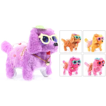 Perro de peluche eléctrico con luz LED para niños, juguete de peluche, ojos, caminar, ladrar, cachorro, regalo