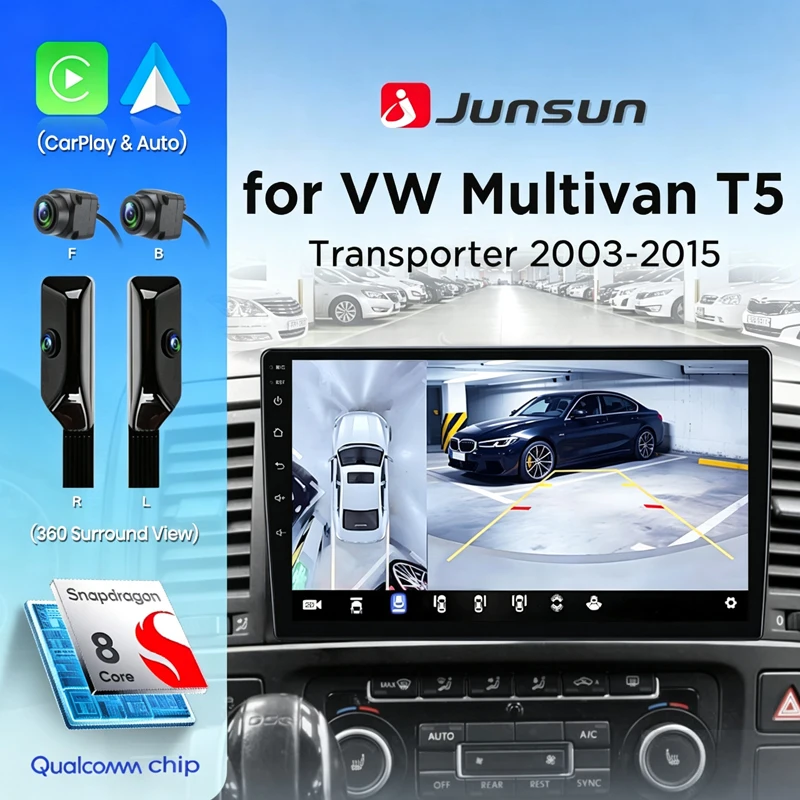 Junsun 360° °   Panorama Kamera Auto Radio Für Volkswagen Multivan T5 2003-2015 Drahtlose CarPlay Bildschirm Android Auto Stereo GPS RDS