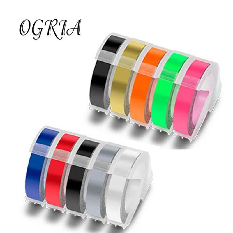 OGRIA 5 PK Label Maker Compatible for 3D Dymo Label Tapes Multicolor 9mm Printer Ribbon Motex E101 1610 Label Machine Tapes