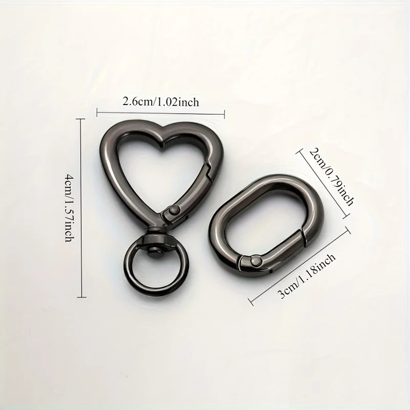2 sets Metal Heart Swivel Spring Clasps Carabiner Buckle Key Chain Hook for Handbag DIY Bags Key Rings and Craft Making
