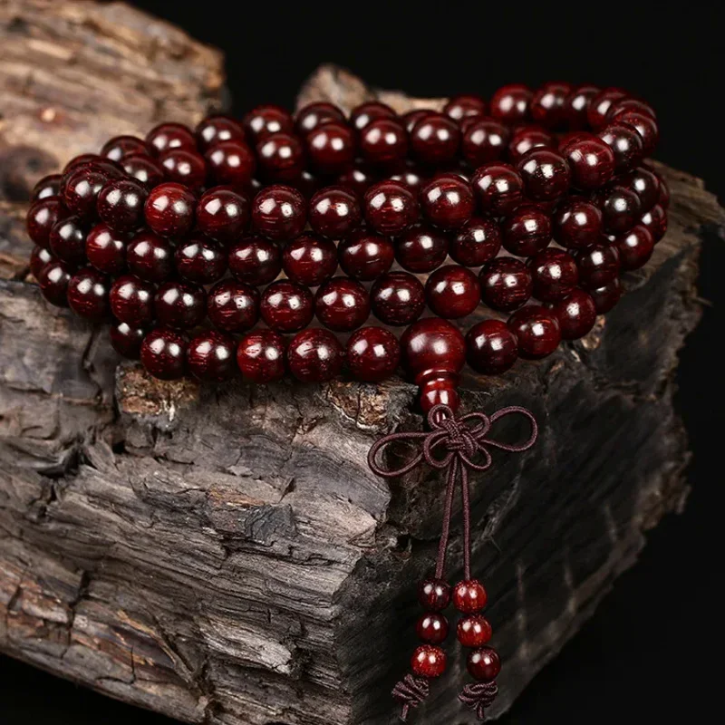 Indian rosewood hand string 108 men women high oil tight plate with wrapped paste old material Buddha bead bracelet