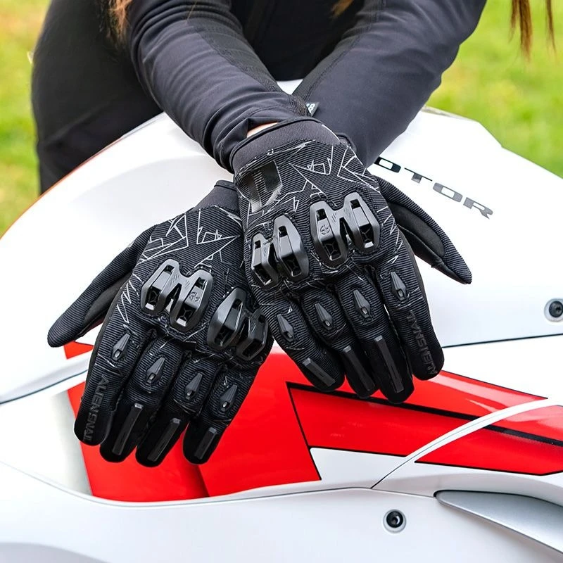 

Genuine Snail Leather Motorcycle Gloves, Anti-Drop Locomotive Equipment Riding Touch Screen Breathable Gloves