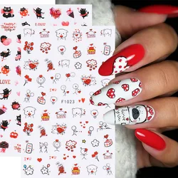 1PCS New Nail Stickers Romantic Valentine's Day Nail Art Supplies Cartoon Comic Nail Decals 3D Love Rose Stickers For Nails