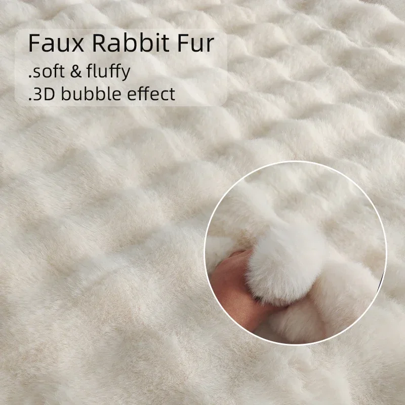 Fluffy Faux Rabbit Fur Carpet for Bedroom Bedside Floor Mat Luxury Plush Area Rug Nordic Soft Anti Slip Rugs Kid Room Sofa Decor