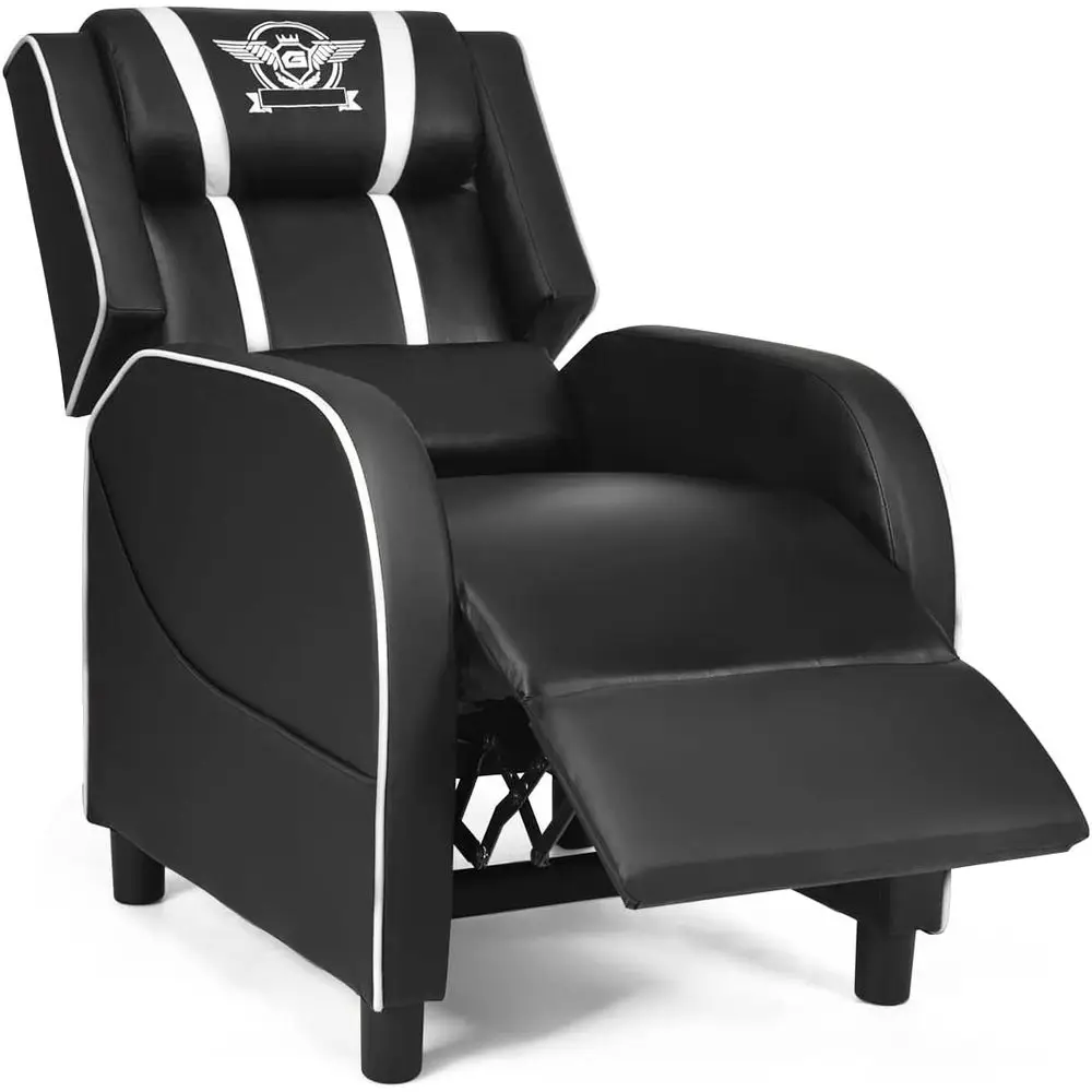 Gaming Recliner Chair with Massage, PU Leather Home Theater Seating, Footrest and Racing Style Sofa for Living Room or Gaming Ar