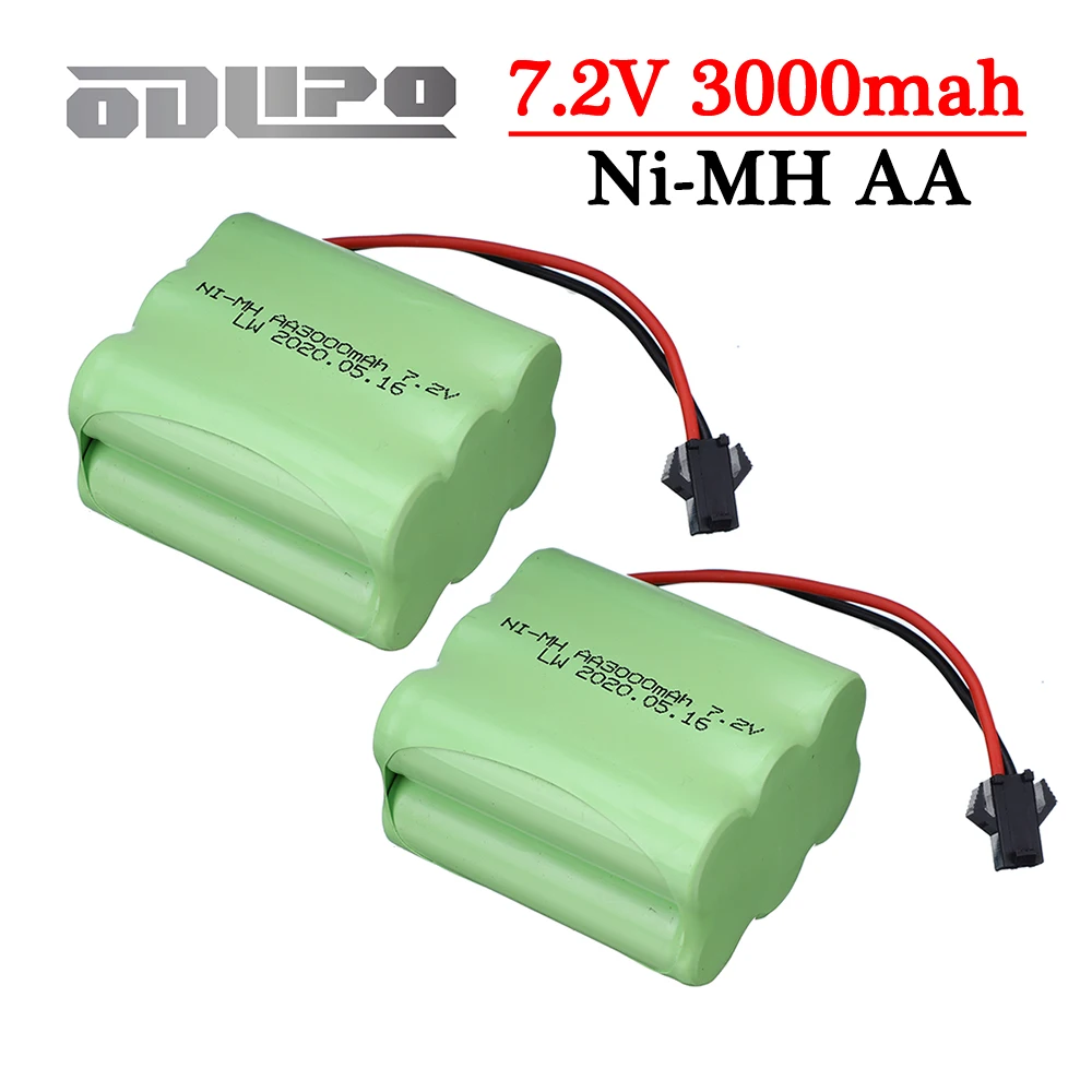 NI-MH 7.2v 3000mah AA Rechargeable Battery For Remote Control Electric Toy Boat Car Truck 7.2 V 2400mah Nimh Battery and SM plug