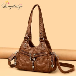 Leather Casual Crossbody Bags for Women 2024 Ladies Luxury Designer Tote Handbag Top-Handle High Quality Shoulder Bag Sac A Main