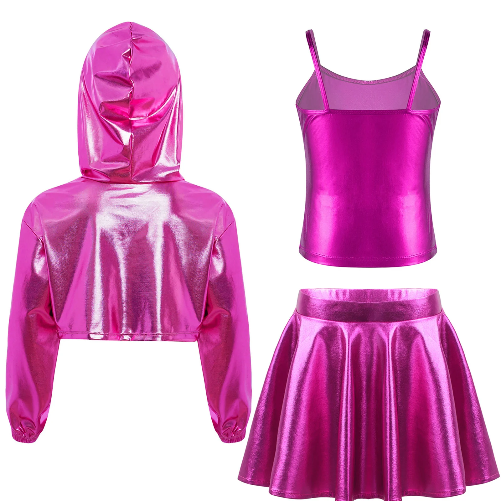 Children Fashion Street Dancing Clothes Competition Girls Metallic Jazz Dance Costume Stage Performance Hip-hop Outfit view 5