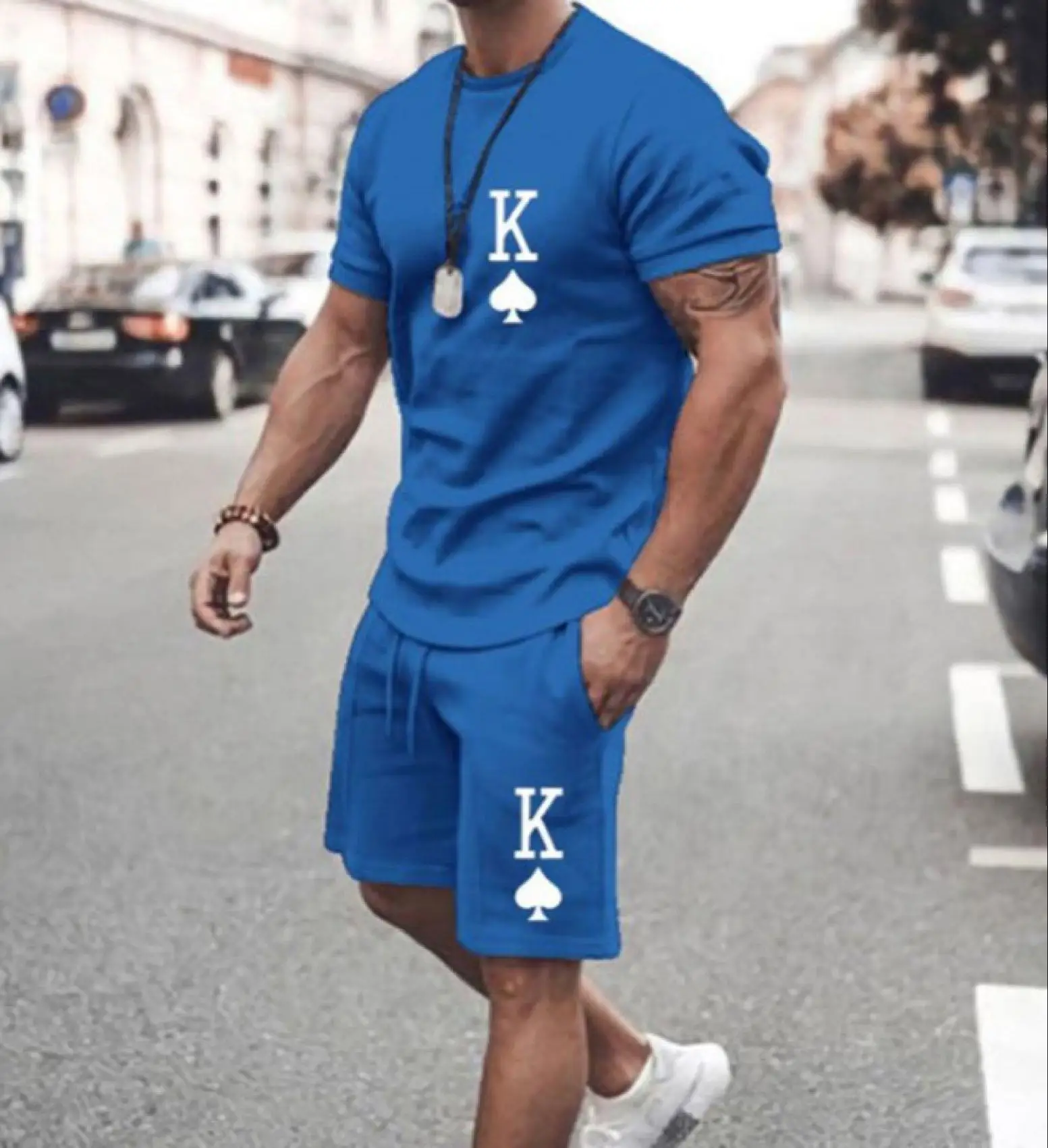 Zomer Trainingspak Voor Mannen 2025 Nieuwe Mode O-hals T-shirt Effen Kleur Korte 2-delige Outfits Casual Sportkleding