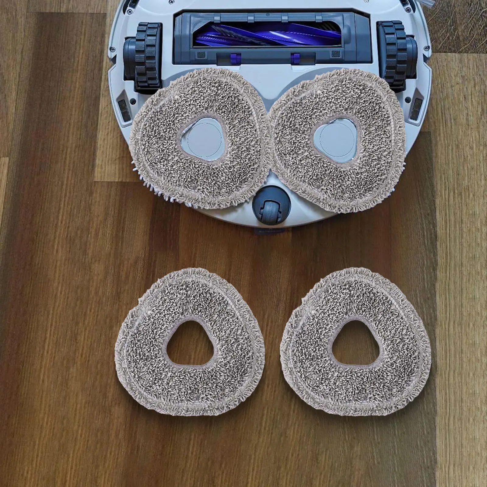 Gray Microfiber Mop Cloth Set Cleaning Solution Robot Vacuum Cloth Reusable Mop Cloth Convenient Cleaning Tool