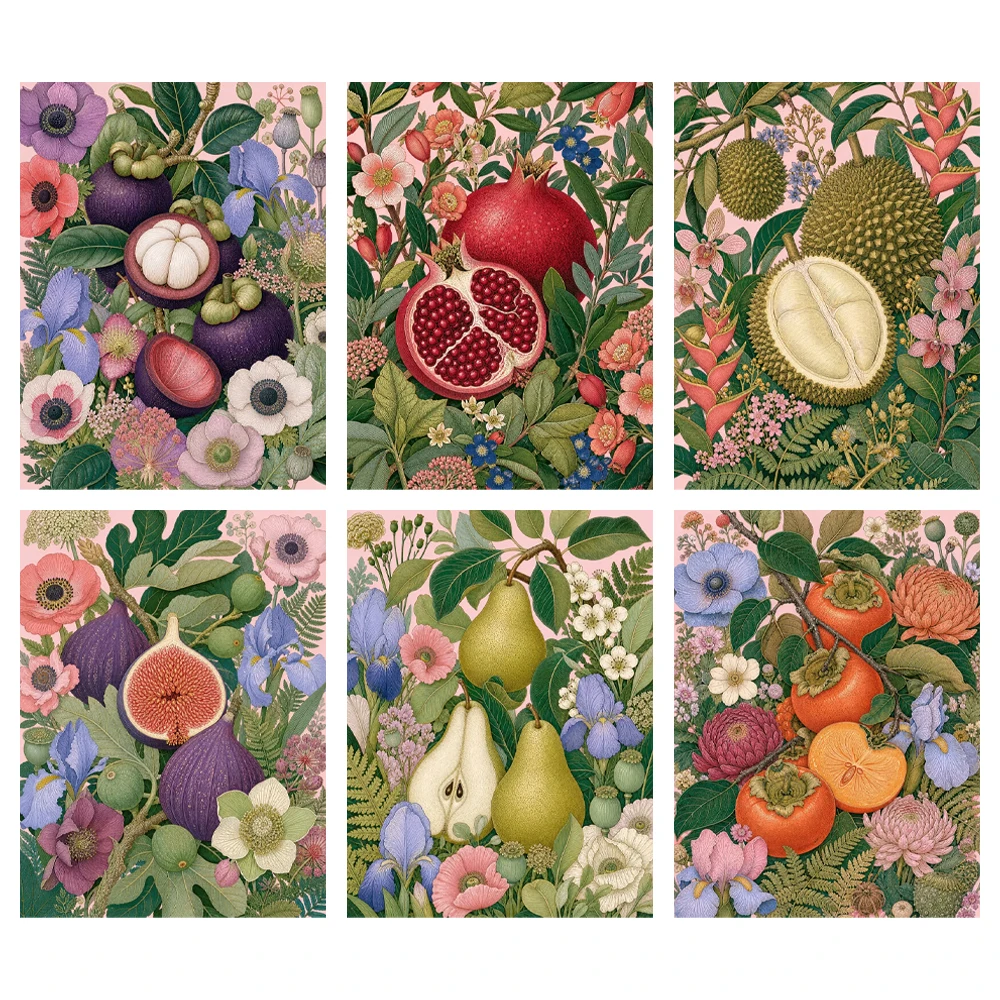 Fruit Roll Up - 5D Diamantmalerei Vintage Frucht-Blumenmuster Vollflächiges Mosaik