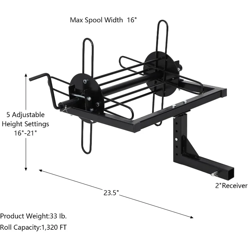 Iron Wire Unroller - Wire Unroller with Bolts, Receiver Hitch Compatible, Fencing Wire Spreader with 2" Receiver, for Trucks, Tr