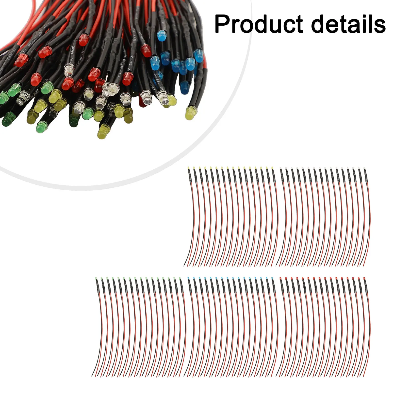 80/100pcs LED Lights Emitting Diodes Pre Wired Individual LED Lights Multicolored 3mm 12V LED Lights For Signal Flashers Toy Car