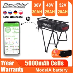 ChamRider Rear Rack Battery 48V 52V Electric Bike Battery 36V 21700 Cell 50A BMS MTB Lithium Battery Powerful Capacity