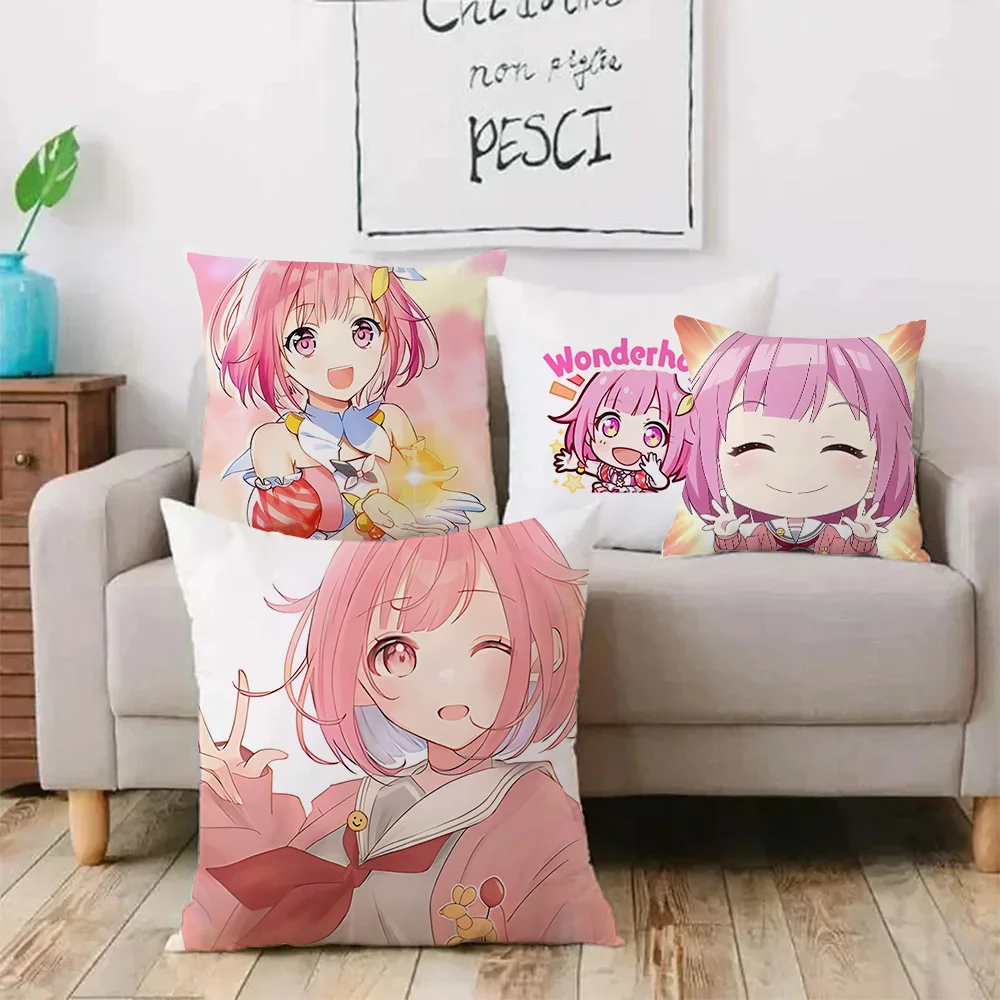 Game Manga Anime Otori Emu Chibi Pillow Covers Cartoon Sofa Decorative Home Double-sided Printing Short Plush Cute Cushion Cover