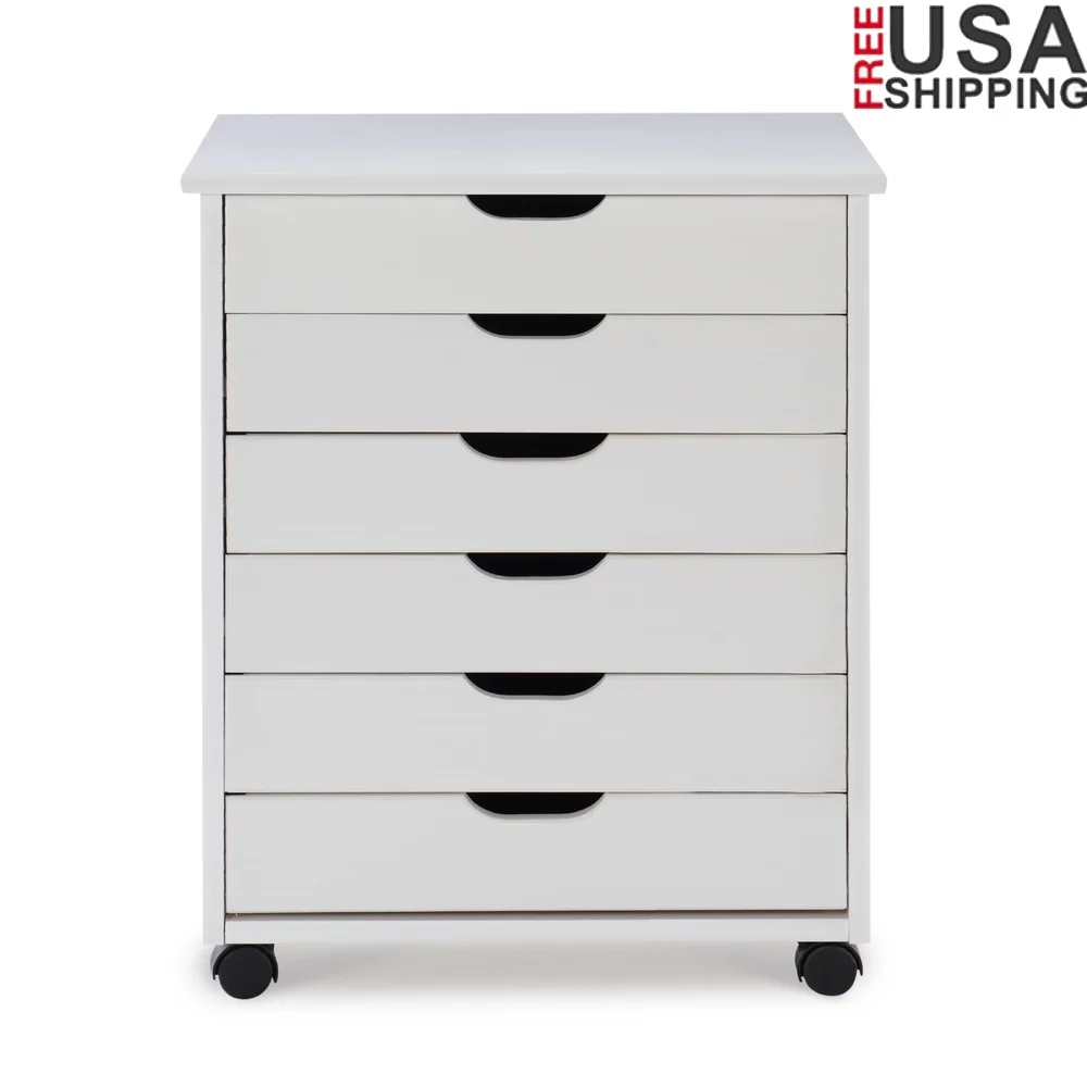 

Rolling Storage Cart with 6 Removable Drawers Mobile Utility Organizer Office Kitchen Bedroom Craft Room