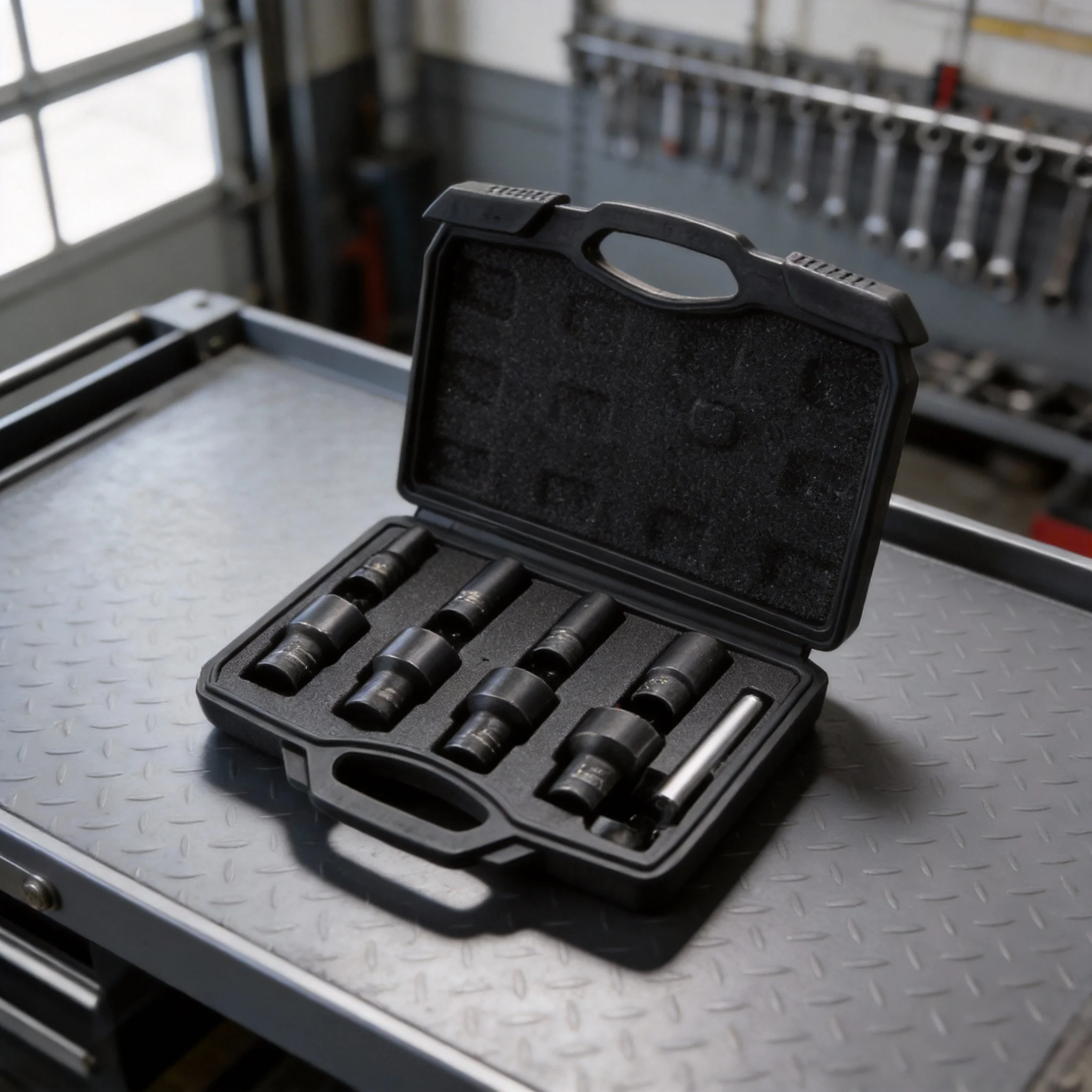 9pcs Impact-Socket Set Portable 1/2in Nut Remover Drill Bit Tool Broken Screw For-Impact Drive Socket Metric Installation Tool